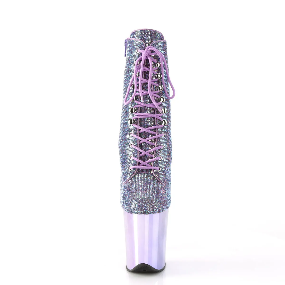 FLAMINGO-1020CHRS Pleaser Lavender Bling Exotic Dancing Chrome Platform Ankle Boots