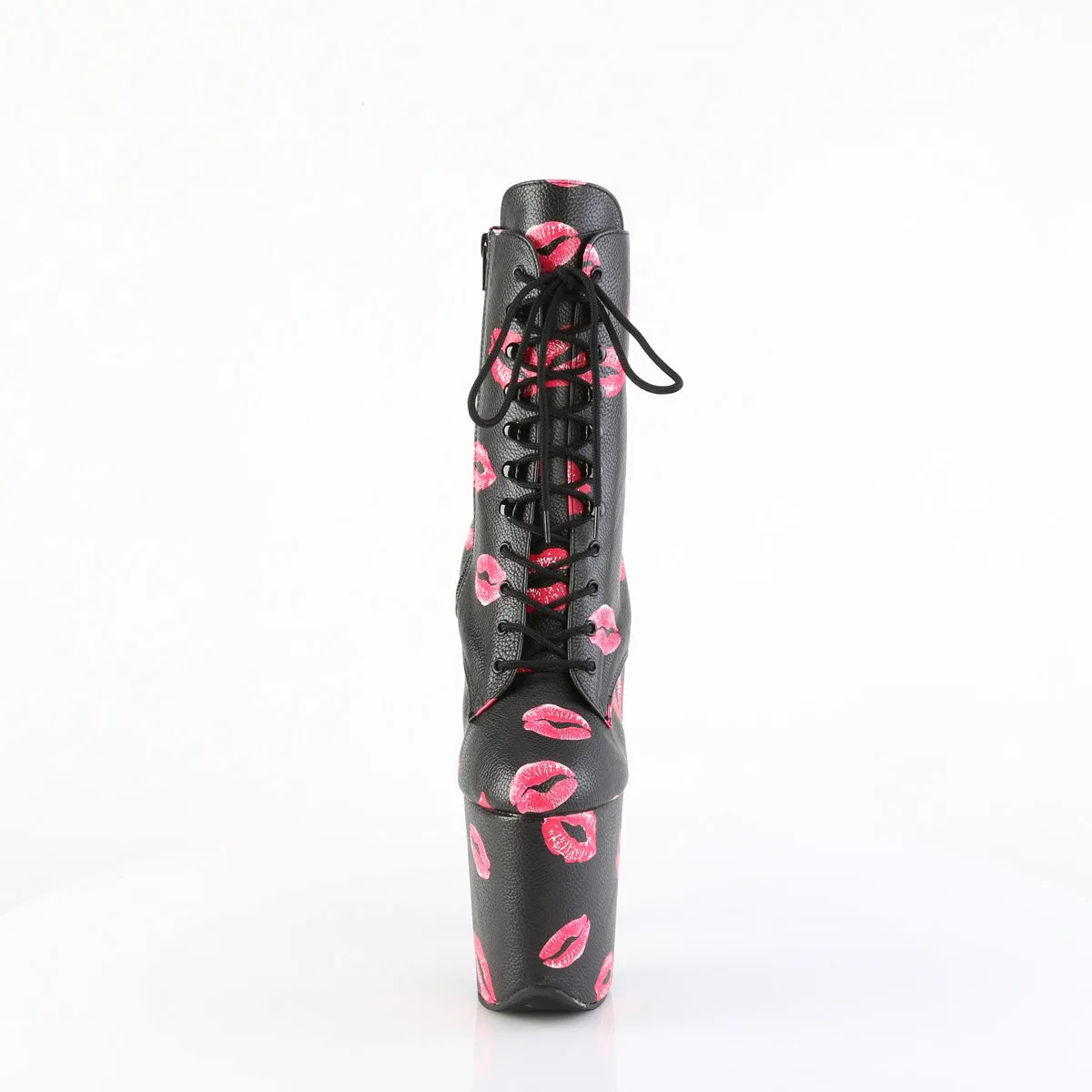 FLAMINGO-1020KISSES Pleaser Black Faux Leather Sexy Platform Shoes (Pole Dancing Heels)