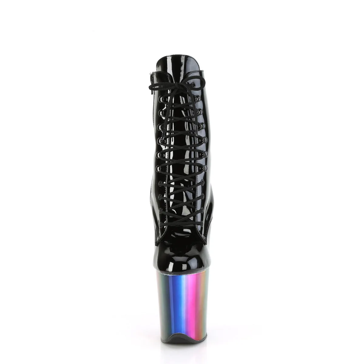 FLAMINGO-1020RC Pleaser Black/Rainbow Chrome Sexy Platform Shoes (Pole Dancing Heels)