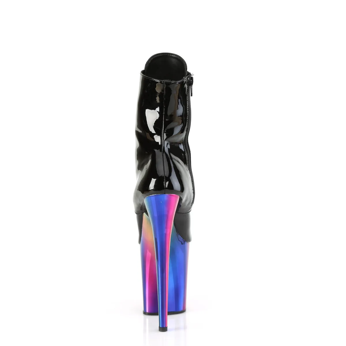 FLAMINGO-1020RC Pleaser Black/Rainbow Chrome Sexy Platform Shoes (Pole Dancing Heels)