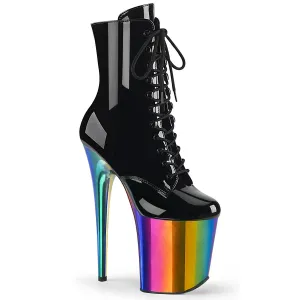 FLAMINGO-1020RC Pleaser Black/Rainbow Chrome Sexy Platform Shoes (Pole Dancing Heels)