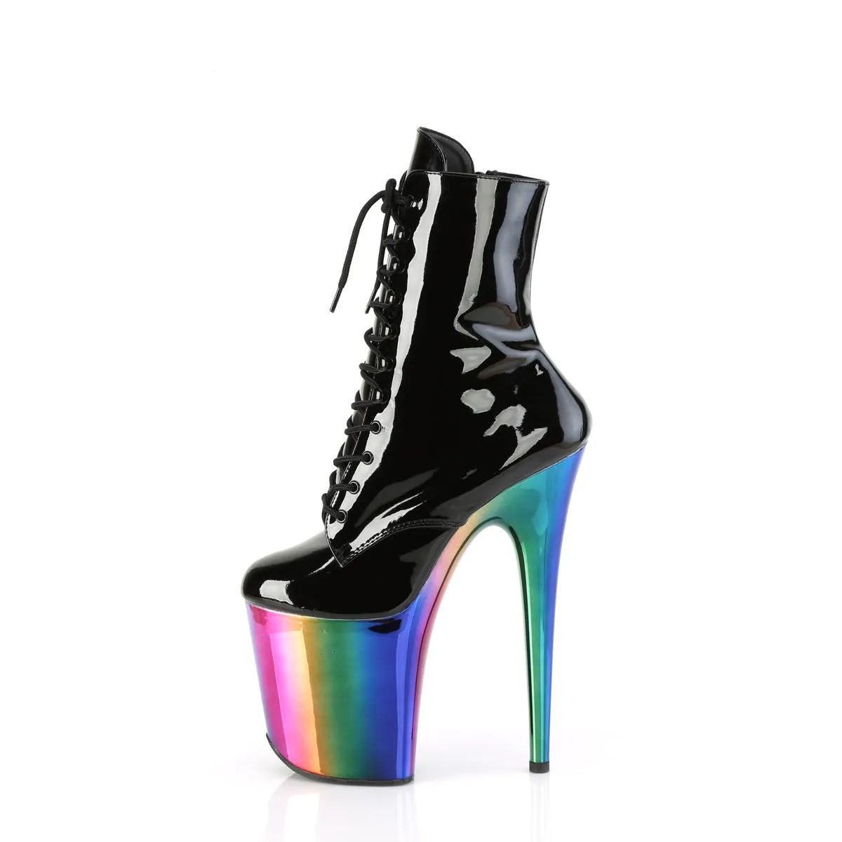 FLAMINGO-1020RC Pleaser Black/Rainbow Chrome Sexy Platform Shoes (Pole Dancing Heels)