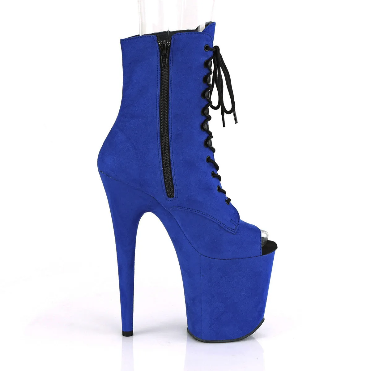 Flamingo 1021FS Blue Vegan Suede Lace Up Ankle Boot - 8" High Heels