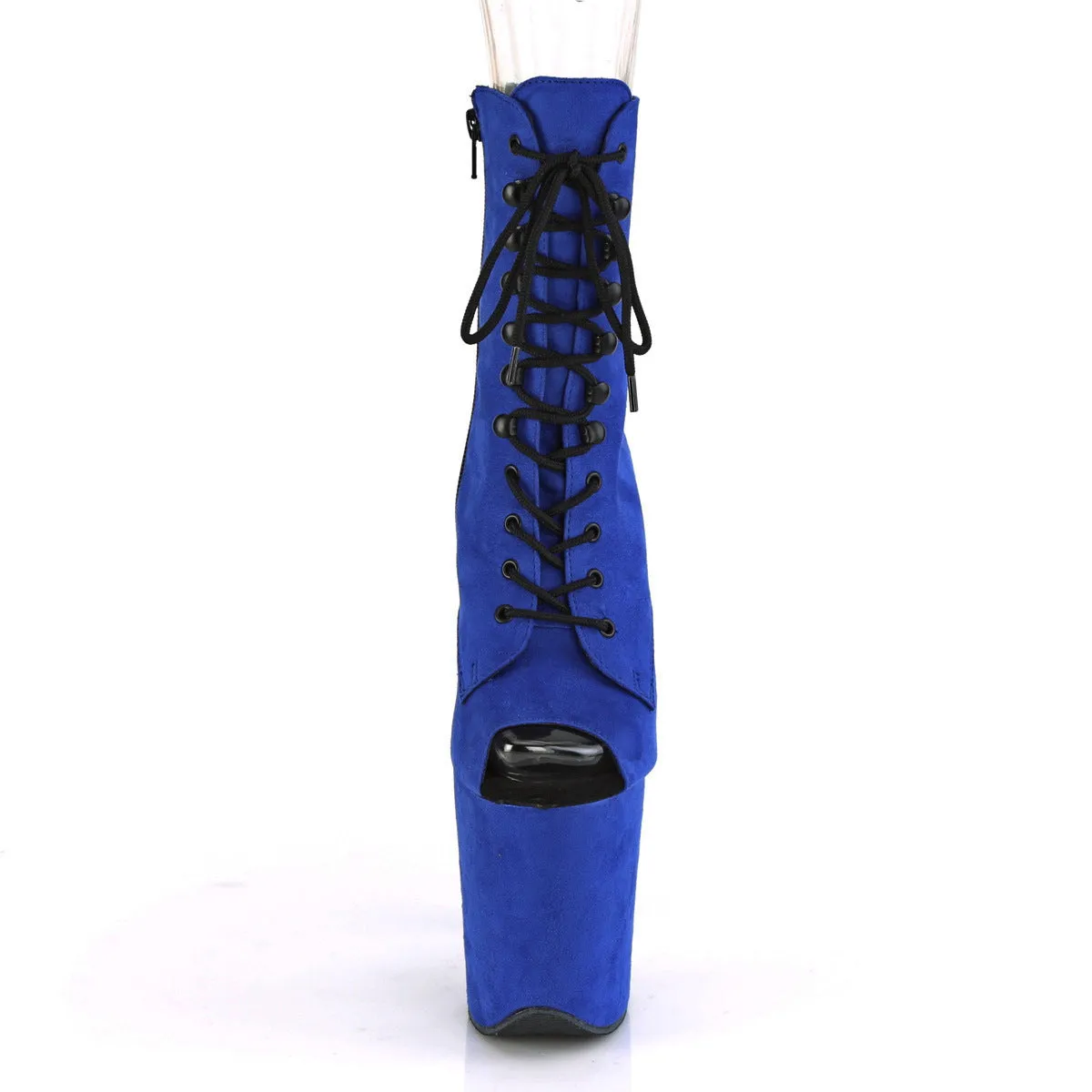 Flamingo 1021FS Blue Vegan Suede Lace Up Ankle Boot - 8" High Heels