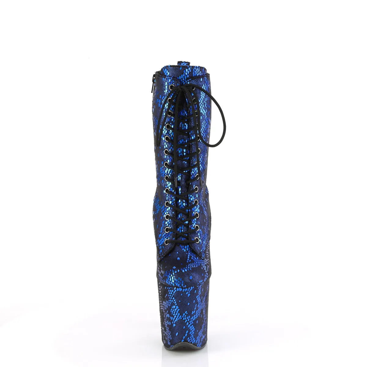 Flamingo 1040SPF Blue Metallic 8" Heel Platform Open Toe Ankle Boots - Direct