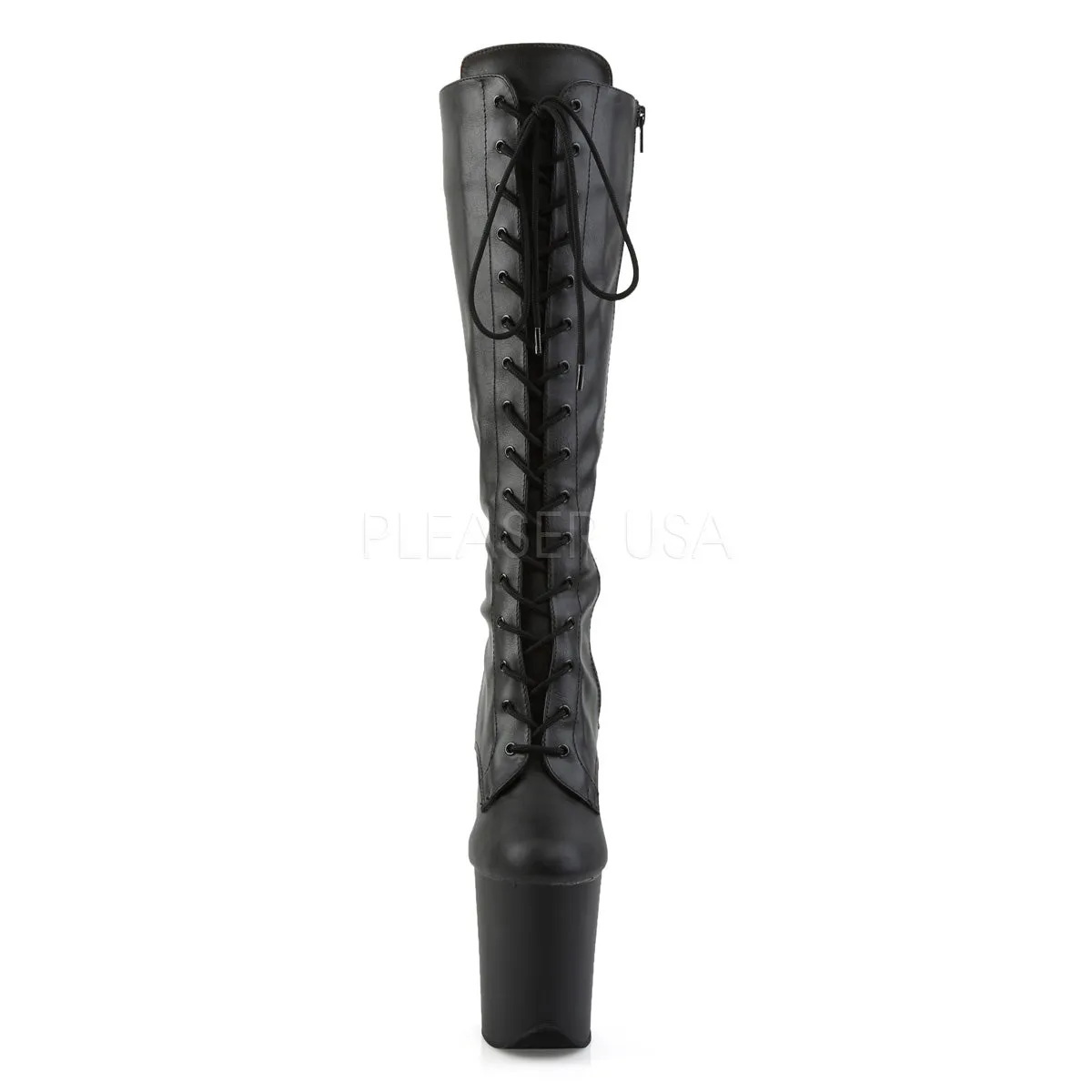 Flamingo 2023 Black Matte 8" Heel Front Lace Knee Boot