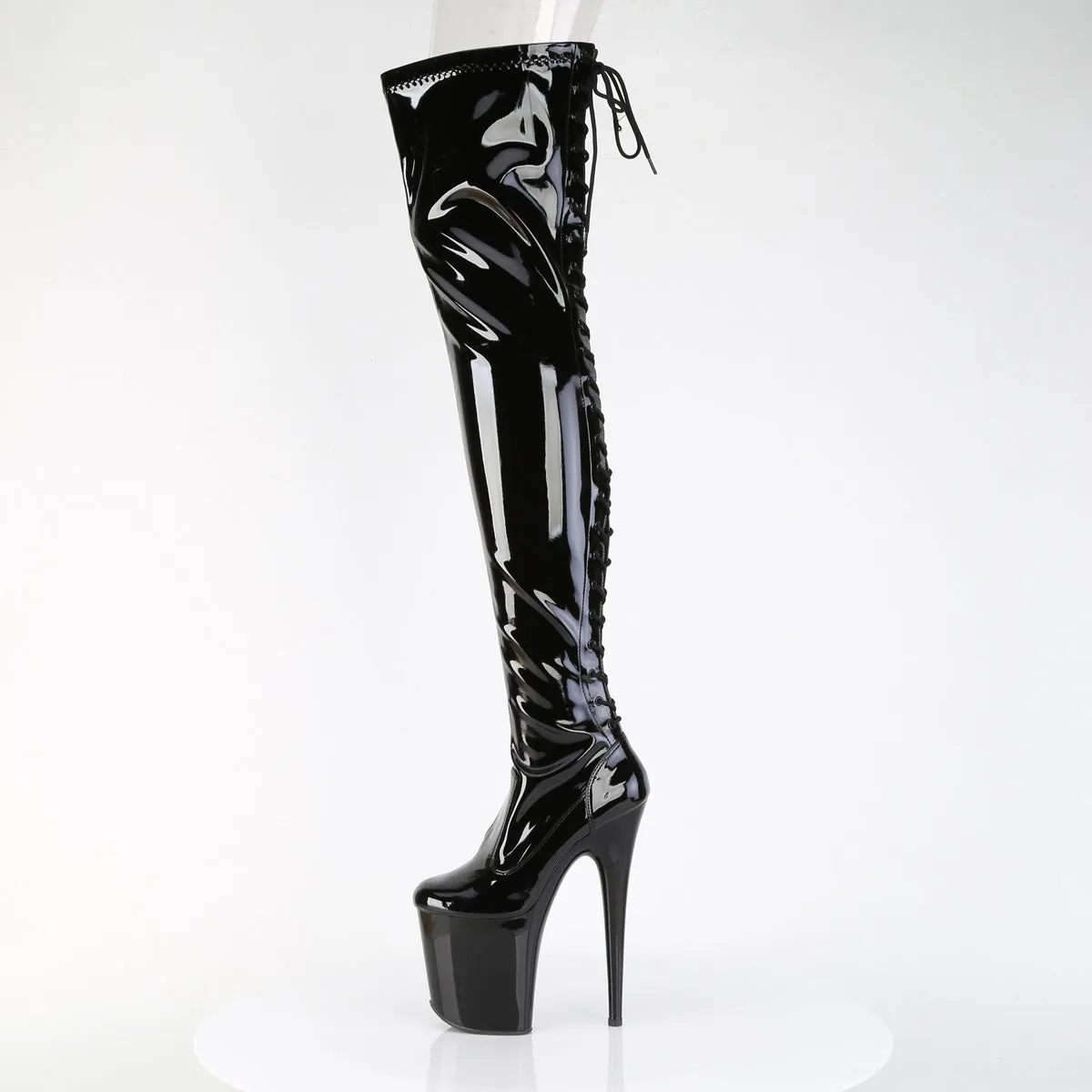 FLAMINGO-3850 Pleaser Black Patent Sexy Platform Shoes (Pole Dancing Heels)