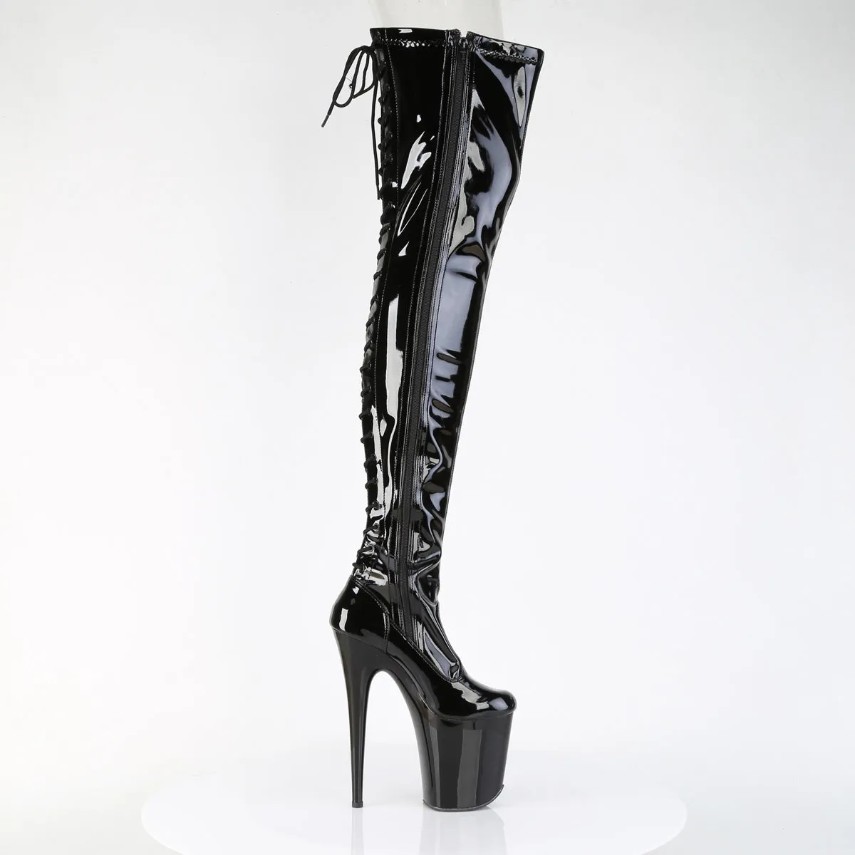 FLAMINGO-3850 Pleaser Black Patent Sexy Platform Shoes (Pole Dancing Heels)
