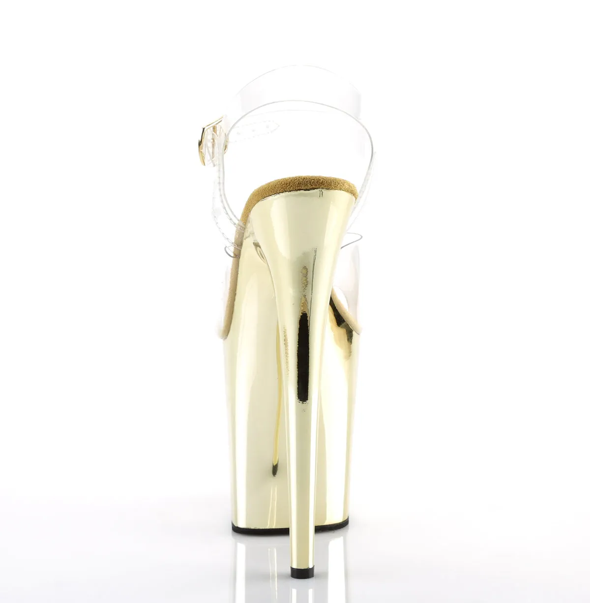 FLAMINGO-808 Pleaser Clear/Gold Chrome Sexy Platform Shoes (Pole Dancing Heels)