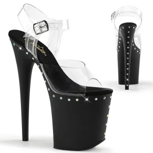 FLAMINGO-808ABLS Pleaser Clear/Black Sexy Platform Shoes (Pole Dancing Heels)