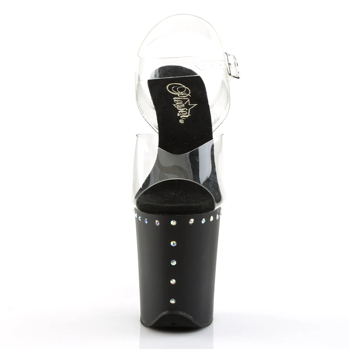 FLAMINGO-808ABLS Pleaser Clear/Black Sexy Platform Shoes (Pole Dancing Heels)