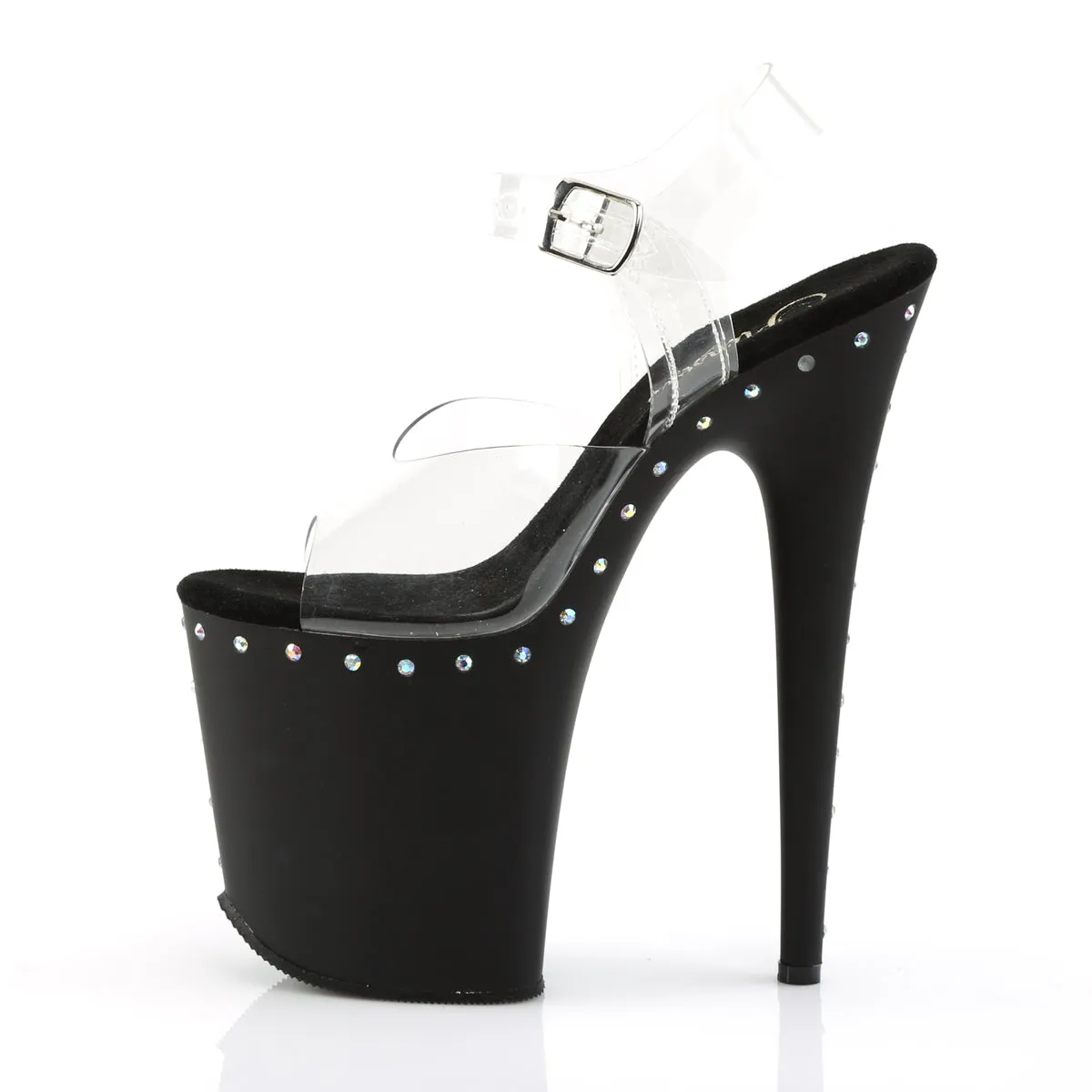FLAMINGO-808ABLS Pleaser Clear/Black Sexy Platform Shoes (Pole Dancing Heels)