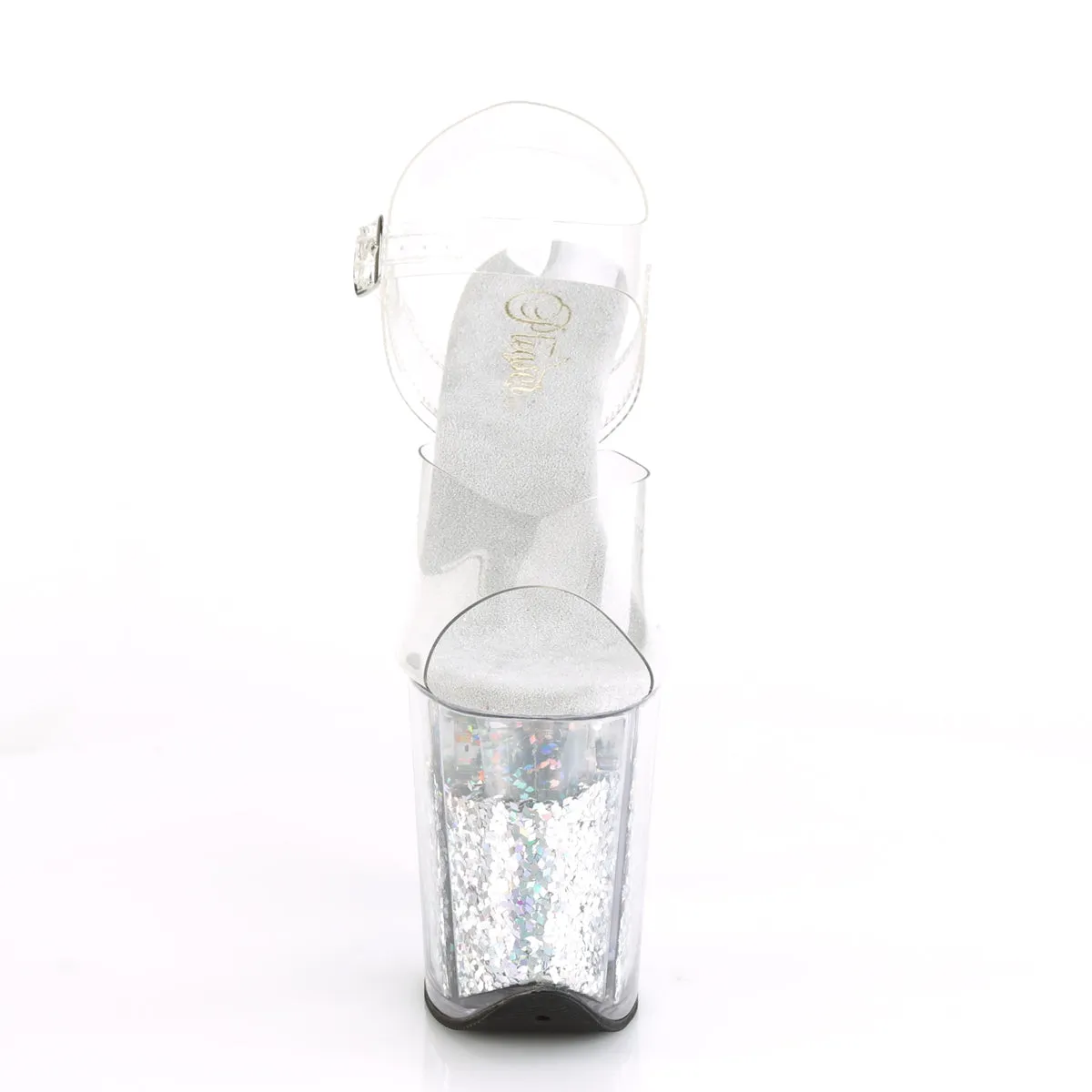 FLAMINGO-808GF Pleaser Clear/Silver Multi Glitter Sexy Platform Shoes (Pole Dancing Heels)