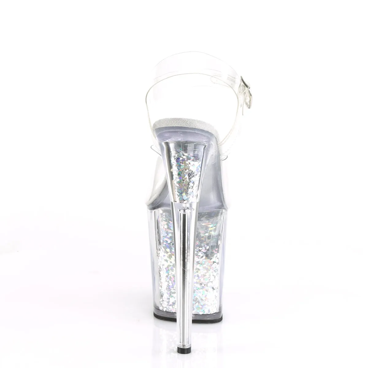FLAMINGO-808GF Pleaser Clear/Silver Multi Glitter Sexy Platform Shoes (Pole Dancing Heels)