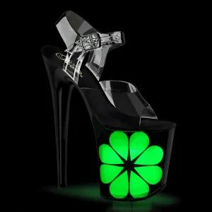 FLAMINGO-808NLHS Pleaser 8" Heel Clear/Black Multi Platforms (Exotic Dancing)