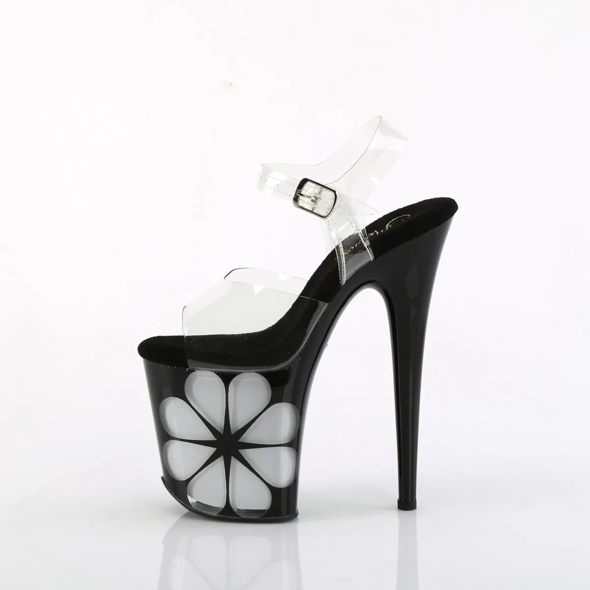 FLAMINGO-808NLHS Pleaser 8" Heel Clear/Black Multi Platforms (Exotic Dancing)