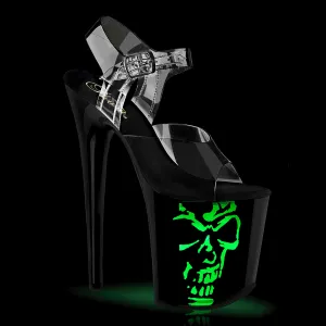 FLAMINGO-808NLSK Pleaser 8" Heel Clear/Black Multi Platforms (Exotic Dancing)