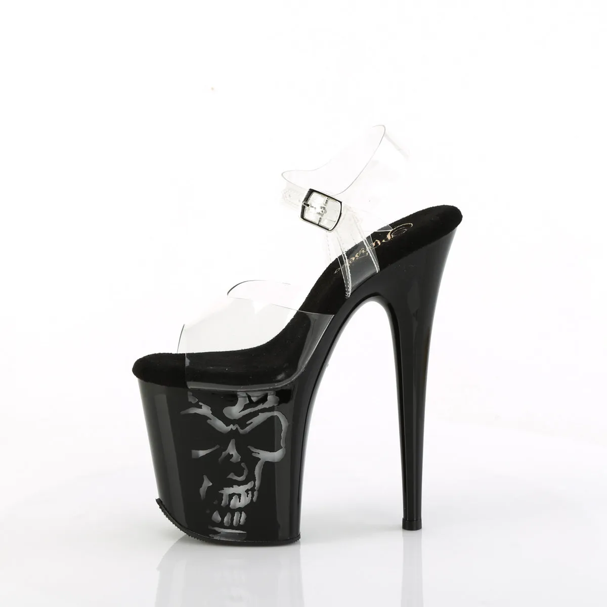 FLAMINGO-808NLSK Pleaser 8" Heel Clear/Black Multi Platforms (Exotic Dancing)