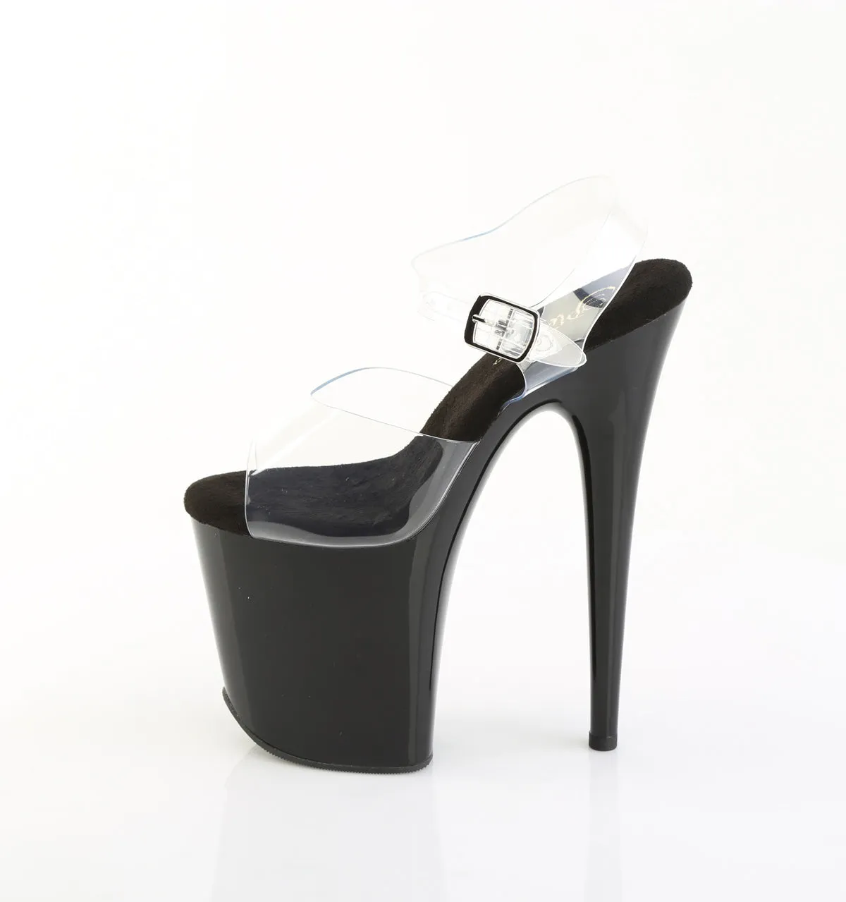 FLAMINGO-808PREM Pleaser Clear/Black Sexy Platform Shoes (Pole Dancing Heels)