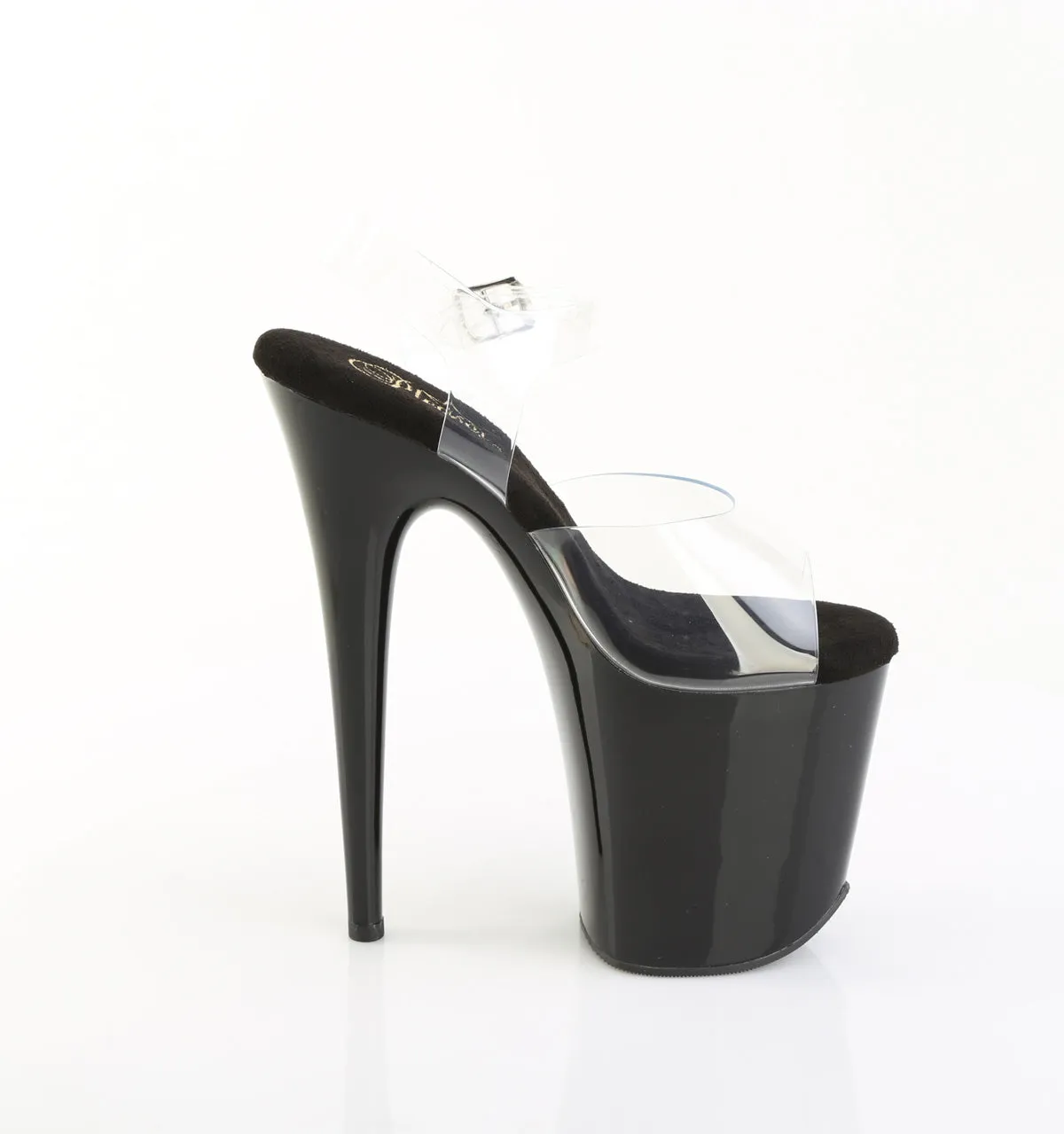 FLAMINGO-808PREM Pleaser Clear/Black Sexy Platform Shoes (Pole Dancing Heels)