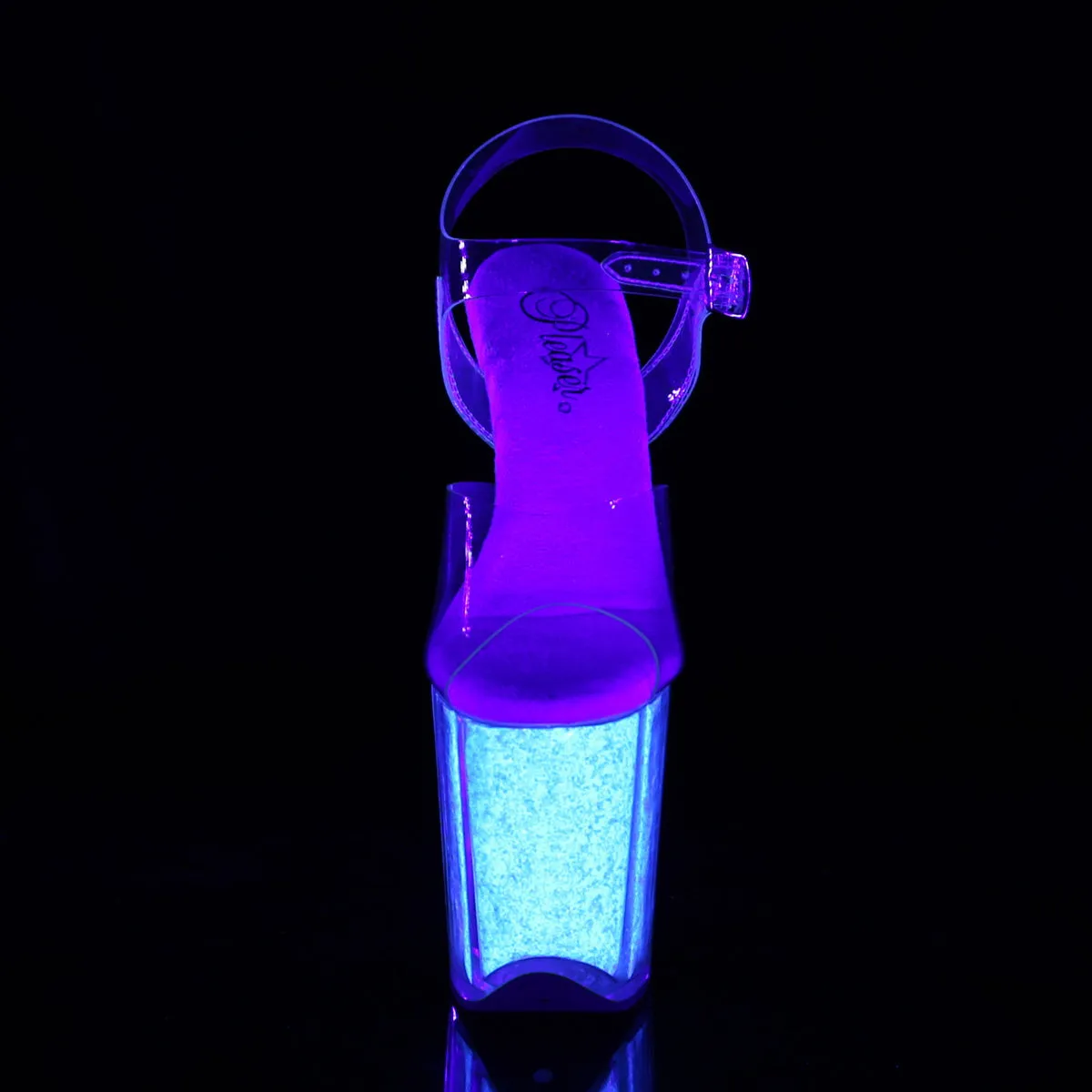FLAMINGO-808UVG Pleaser Clear/Neon Opal Glitter Sexy Platform Shoes (Pole Dancing Heels)