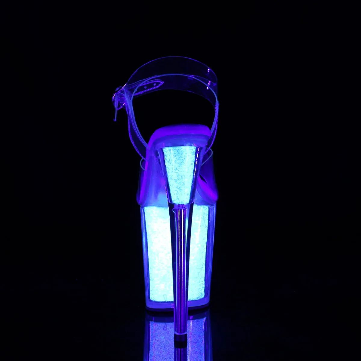 FLAMINGO-808UVG Pleaser Clear/Neon Opal Glitter Sexy Platform Shoes (Pole Dancing Heels)
