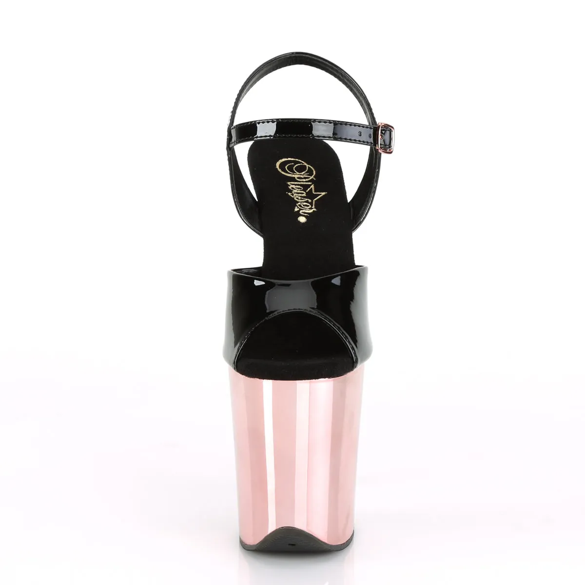 FLAMINGO-809 Pleaser Black/Rose Gold Chrome Sexy Platform Shoes (Pole Dancing Heels)