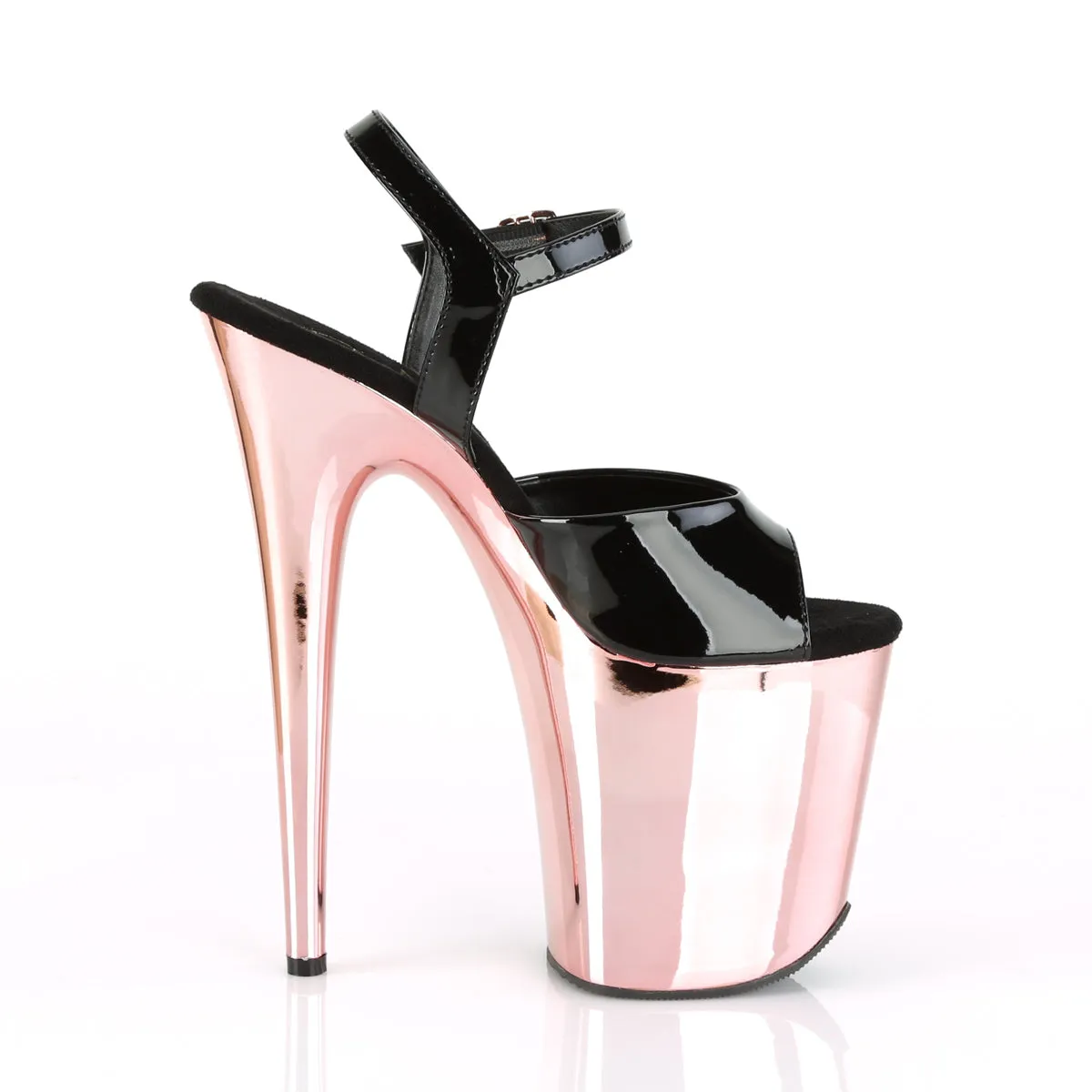FLAMINGO-809 Pleaser Black/Rose Gold Chrome Sexy Platform Shoes (Pole Dancing Heels)
