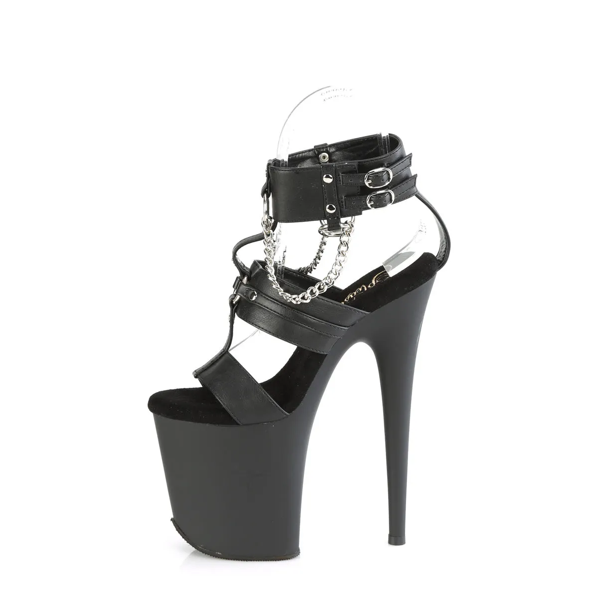 FLAMINGO-861 Pleaser Black Faux Leather Sexy Platform Shoes (Pole Dancing Heels)