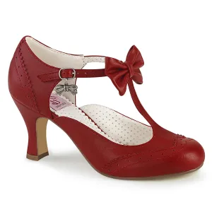 FLAPPER-11 Pin Up Couture Flapper Red Faux Leather Sexy Single Soles (Retro Heels)