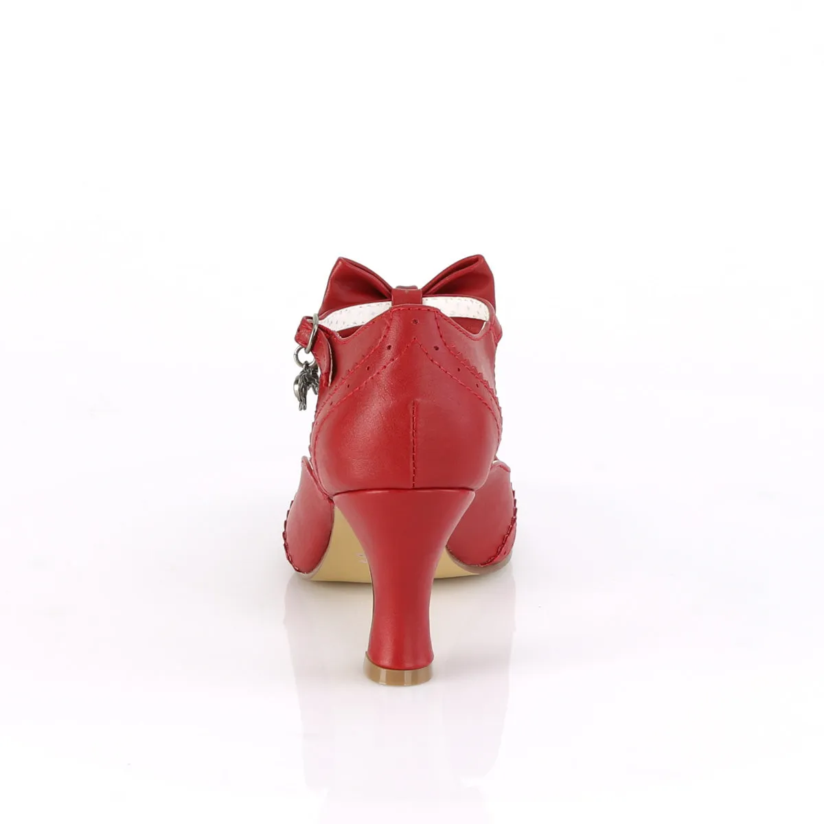 FLAPPER-11 Pin Up Couture Flapper Red Faux Leather Sexy Single Soles (Retro Heels)
