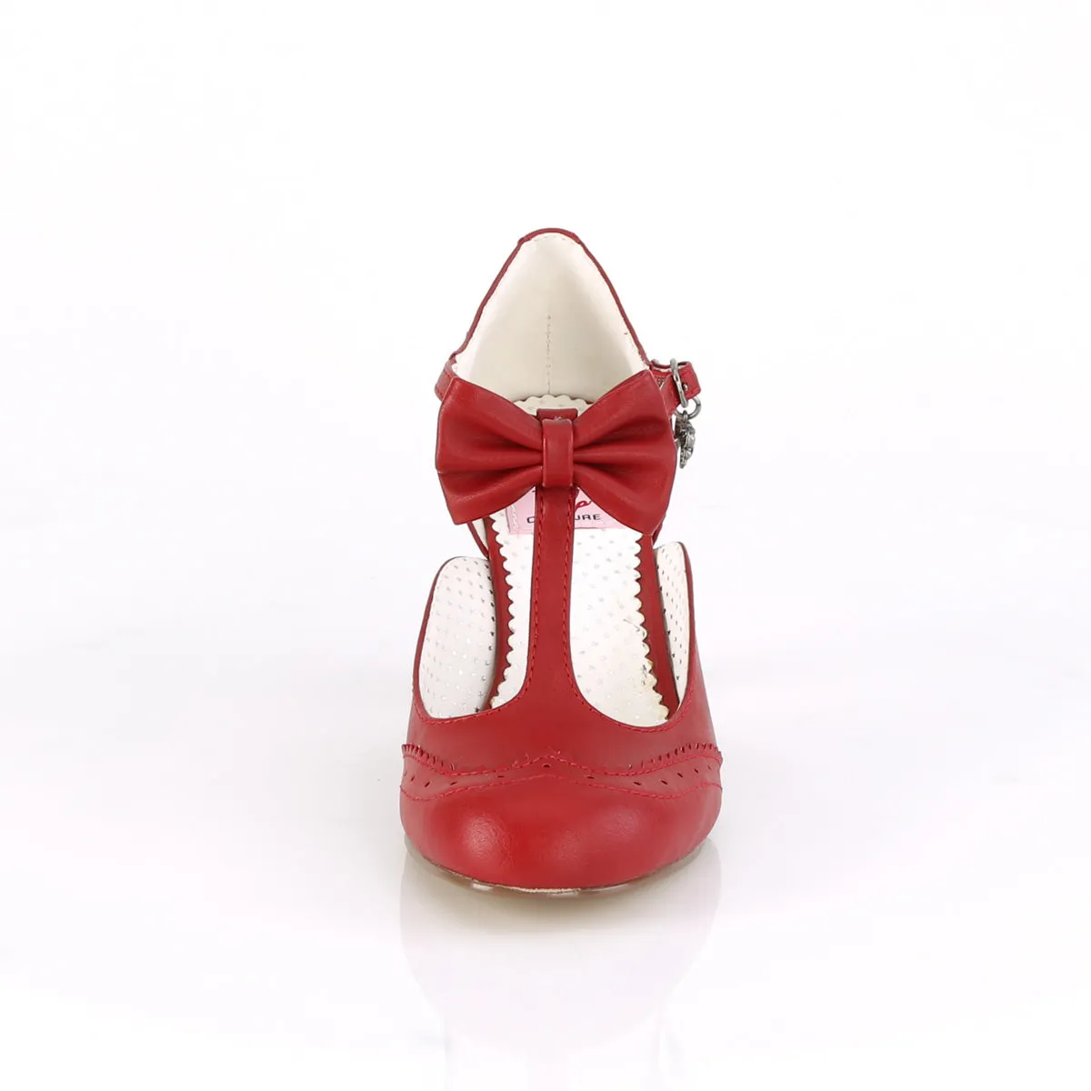 FLAPPER-11 Pin Up Couture Flapper Red Faux Leather Sexy Single Soles (Retro Heels)