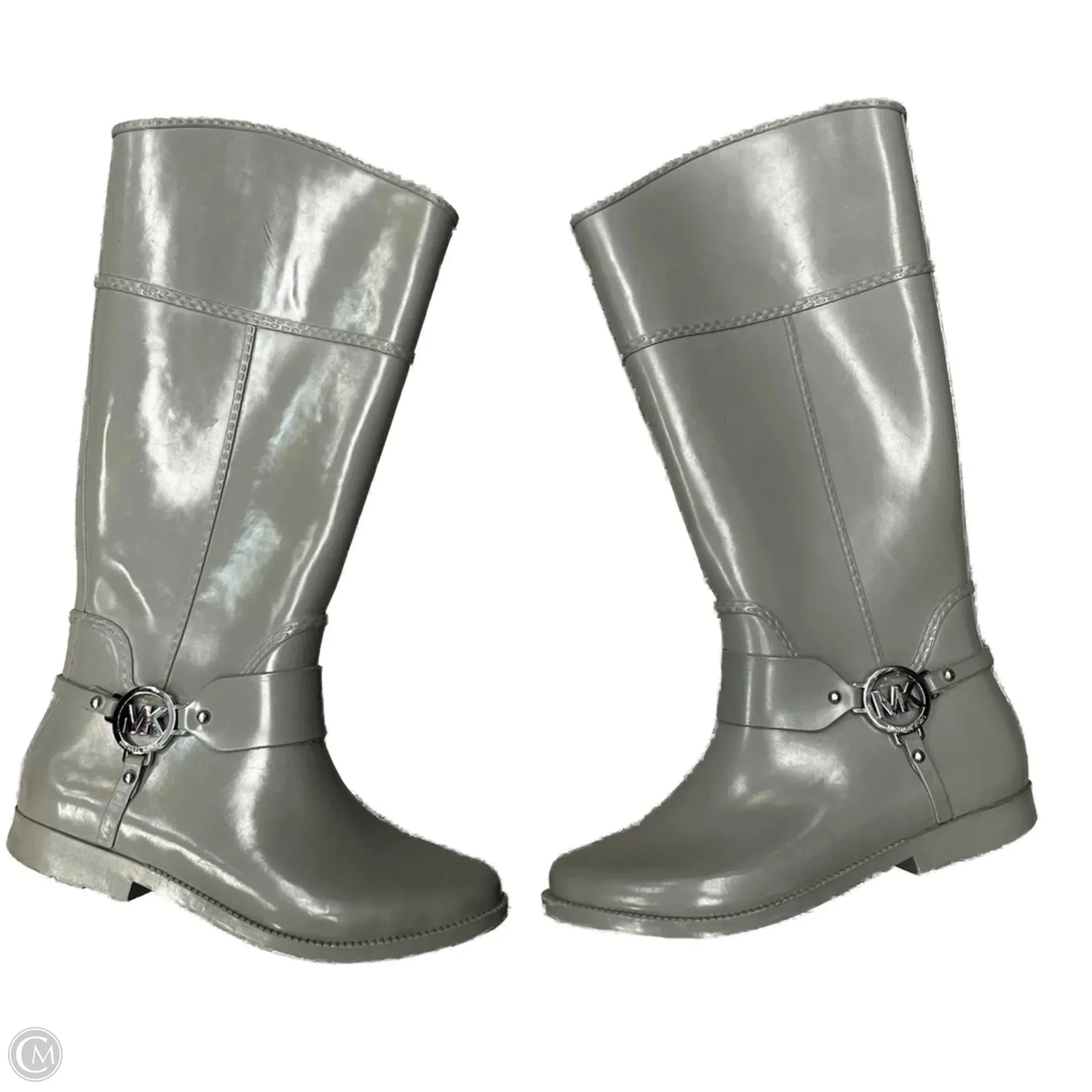 Anatomical Toe Shape Boots Designer By Michael Kors In Grey & Silver, Size: 9