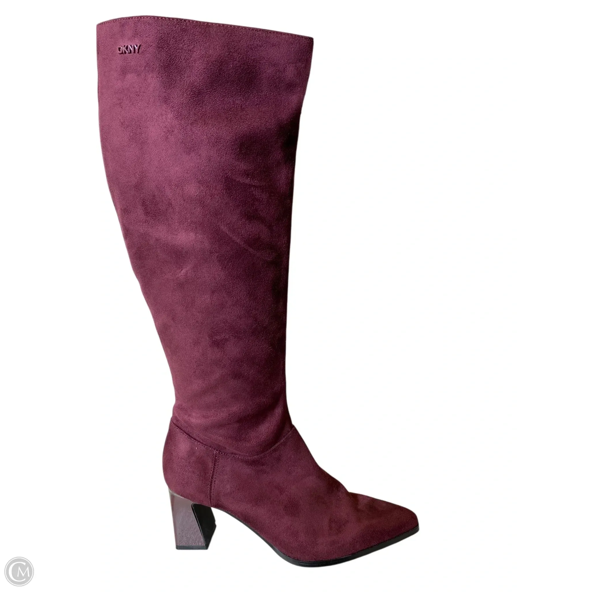 Boots Knee Heels By Dkny In Maroon, Size: 6.5 Eco Material Snowy Path