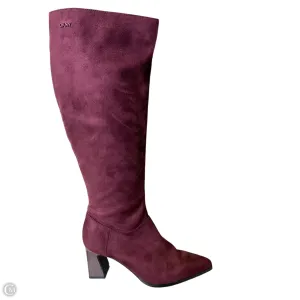 Boots Knee Heels By Dkny In Maroon, Size: 6.5 Eco Material Snowy Path