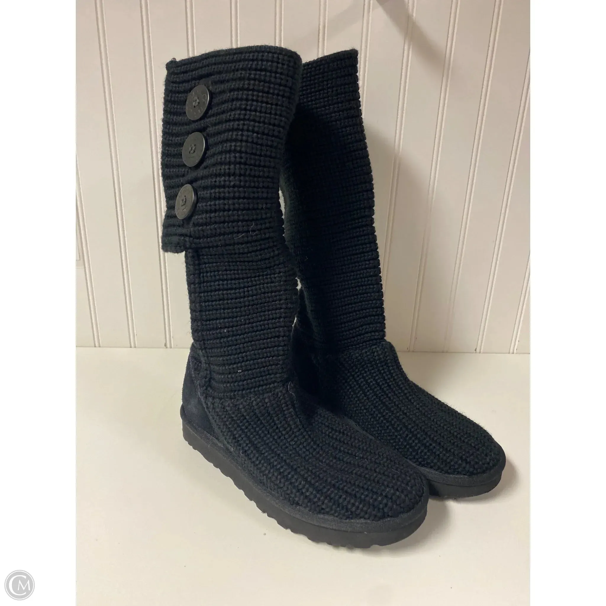 Leg Slim Boots Designer By Ugg In Black, Size: 7