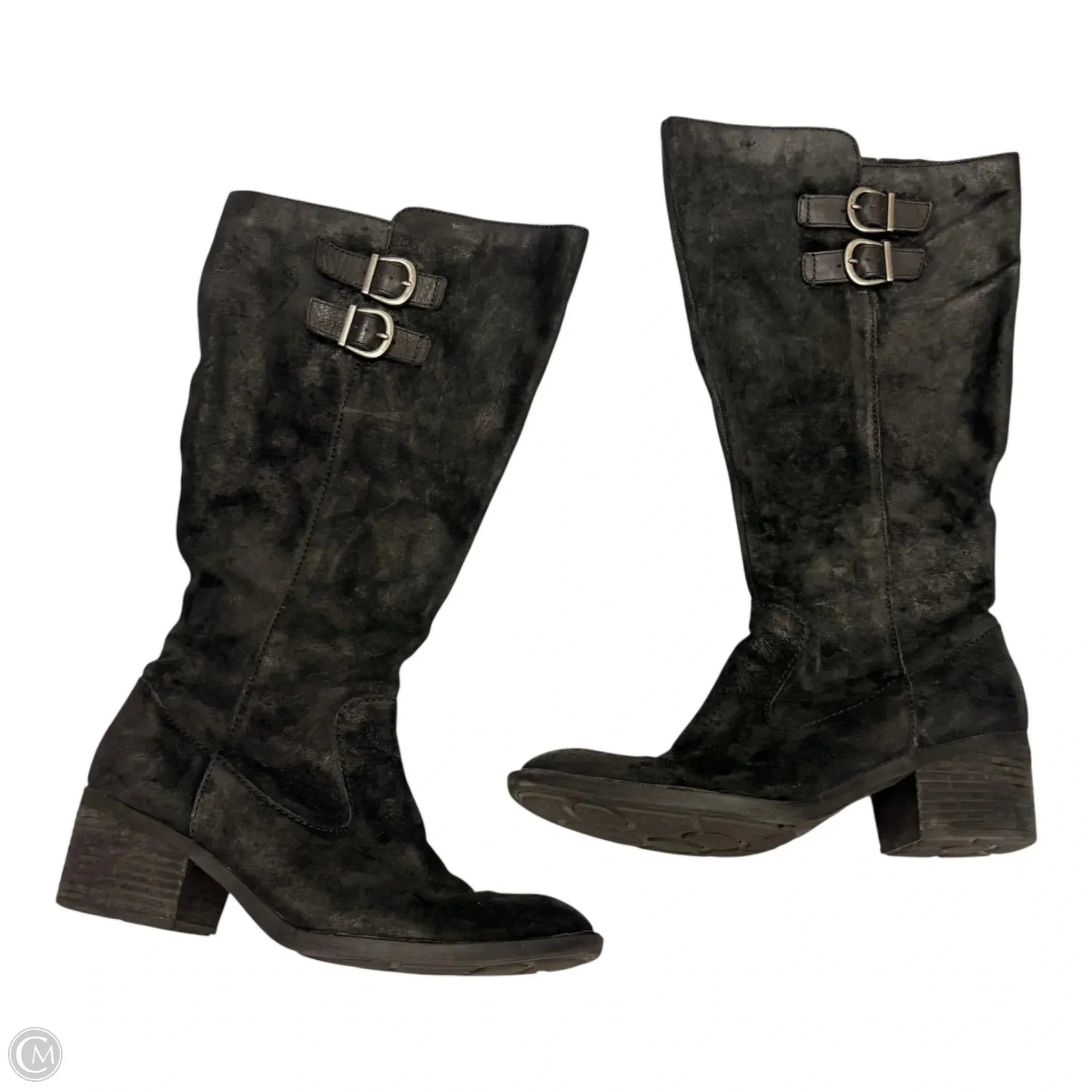 Boots Knee Heels By Born In Black, Size: 8.5 Rapid Lacing System Soft Interior