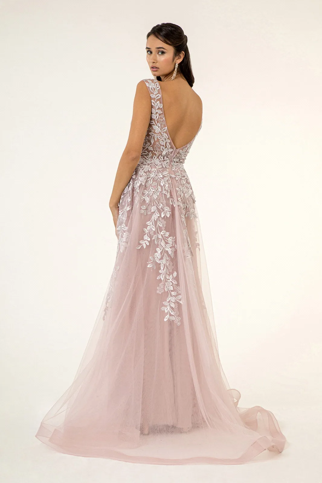Floral Embroidered Overskirt Gown by Elizabeth K GL1920