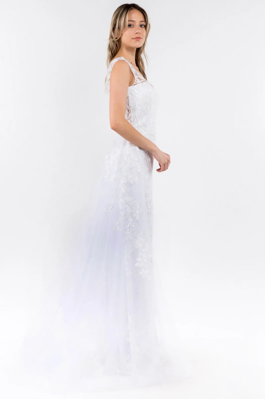 Floral Embroidered Overskirt Gown by Elizabeth K GL1920
