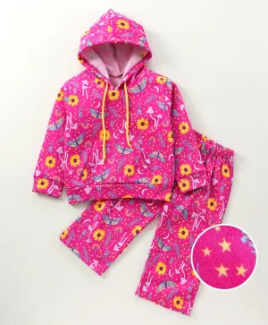 Floral Printed Hoodie Sweatshirt Pant Set
