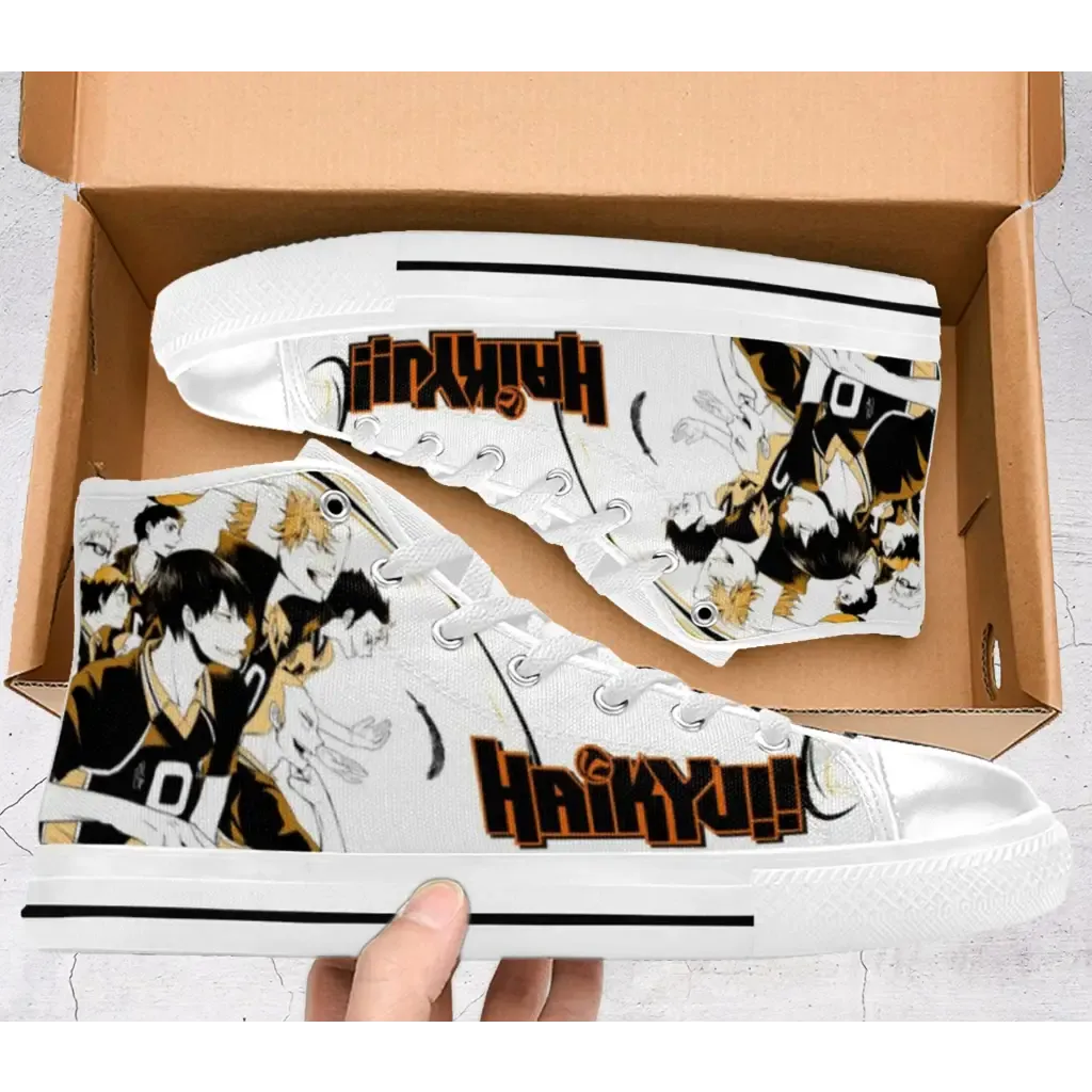 Fly High Haikyuu Hinata Voly Anime Shoes High Top Sneakers for Kids and Adults