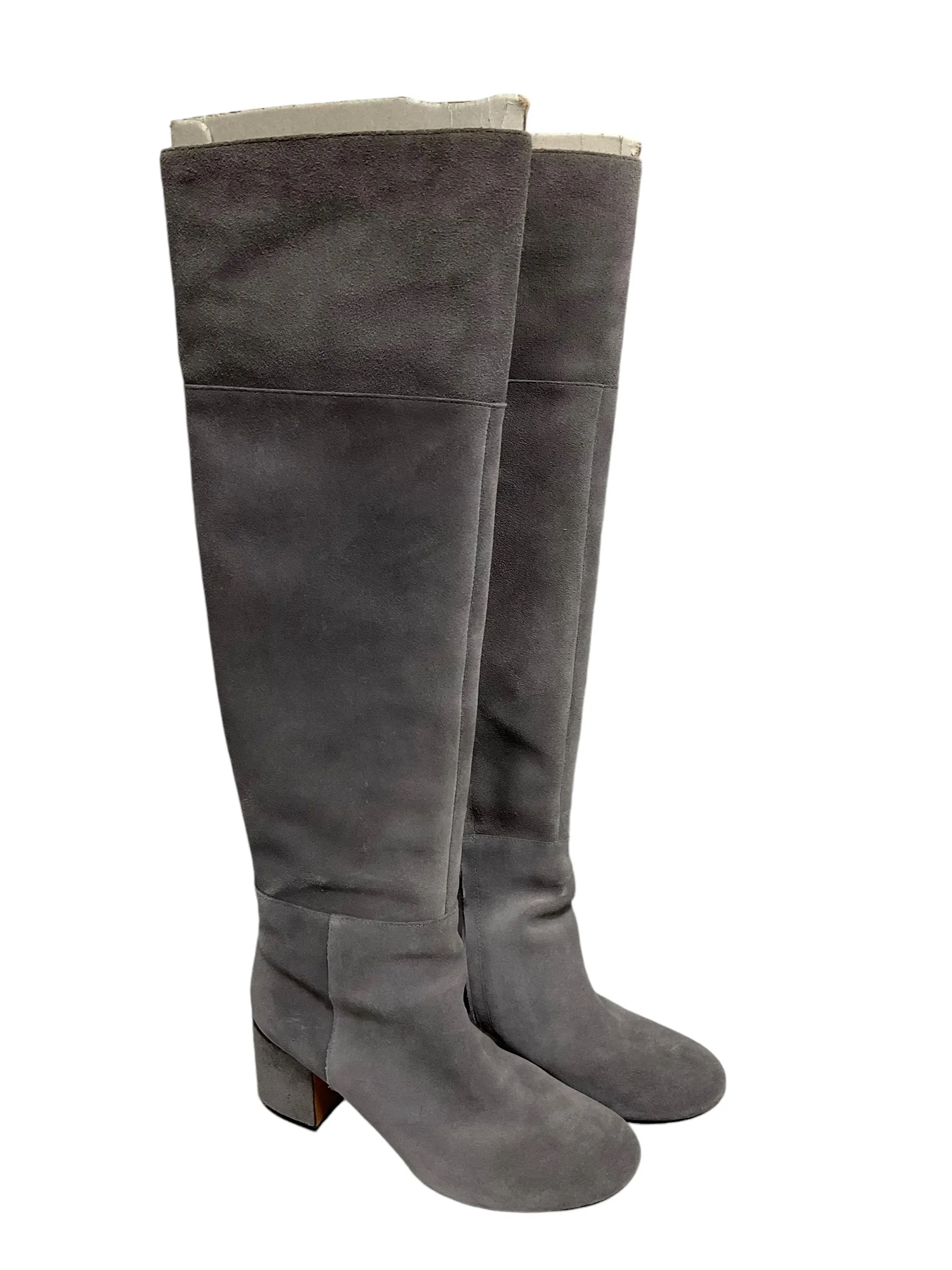 Pull-on style Boots Knee Heels By Clarks In Grey, Size: 8.5