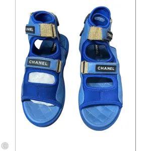 Thermoformed Heel Counter Sandals Luxury Designer By Chanel In Blue