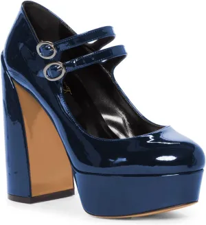 FOWT Gothic Lolita Platform Mary Janes Shoes for Women Two Ankle Buckles Pumps Strappy Round Toe High Heels Patent Leather Lolita Dress School Uniform Cosplay Shoes for Girls Size 4-16 US