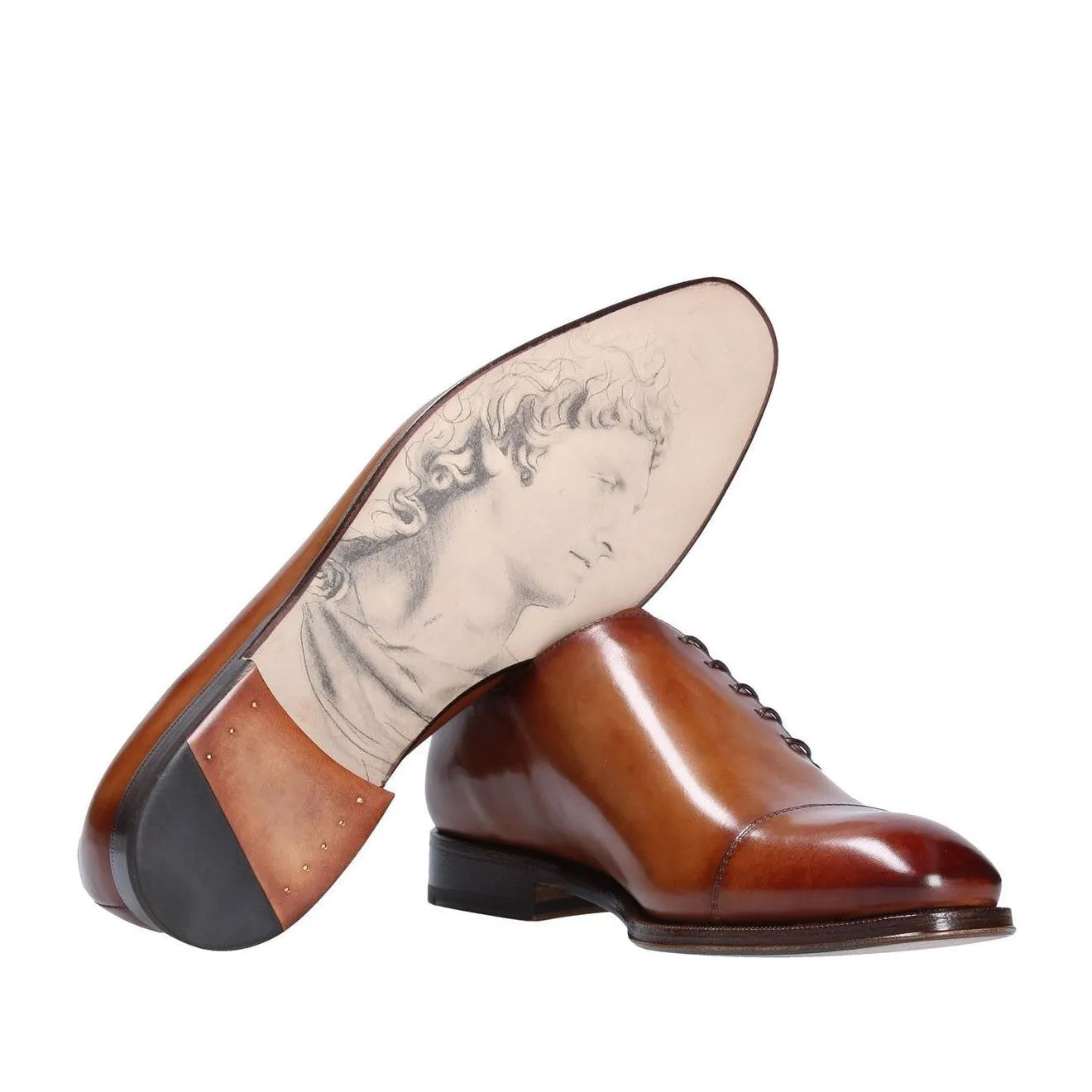 Franceschetti Apollo /Antinoo Men's Shoes Hand-Painted Art Sole Leather Oxfords (FCCT1069)