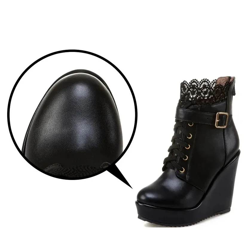 Funki Buys | Boots | Women's High Lace Top Wedge Ankle Boots