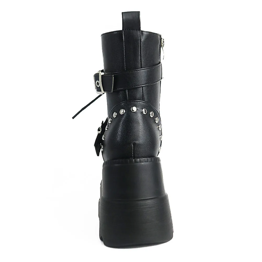 Funki Buys | Boots | Women's Punk Platform Ankle Wedge Boots
