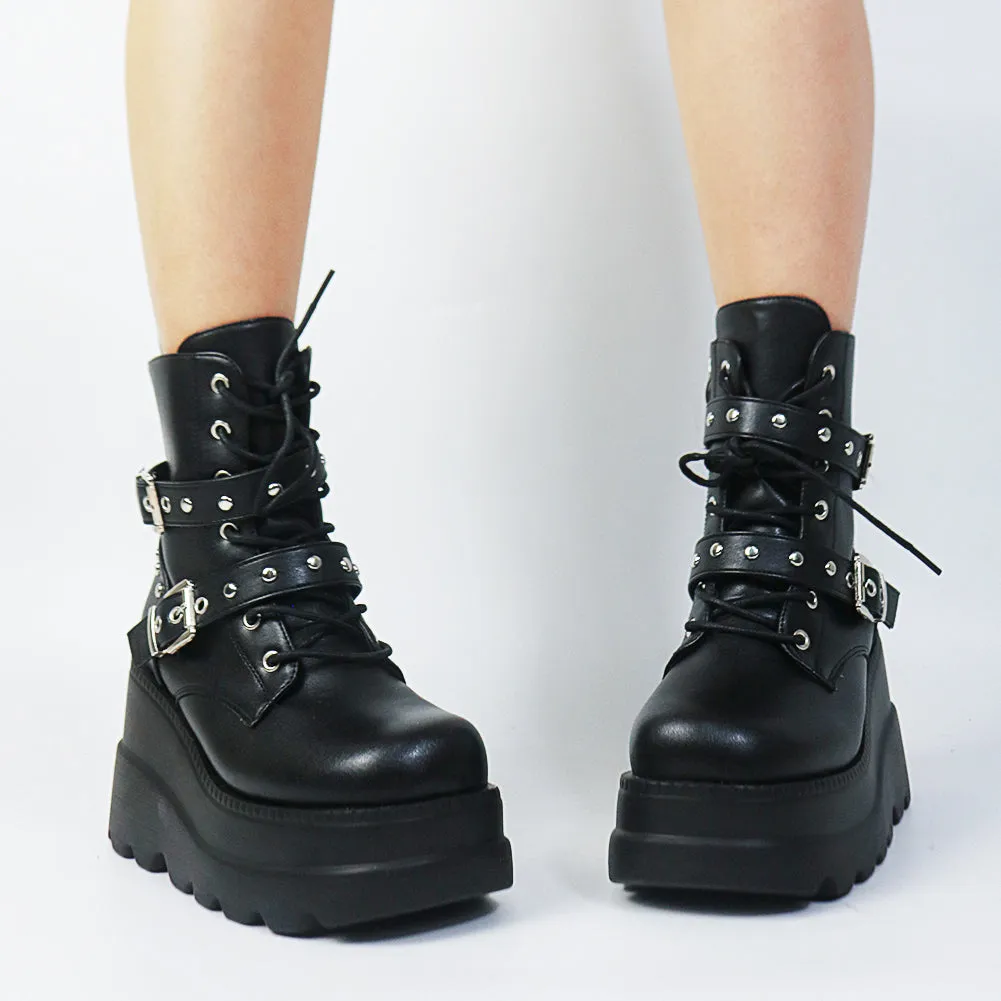 Funki Buys | Boots | Women's Punk Platform Ankle Wedge Boots