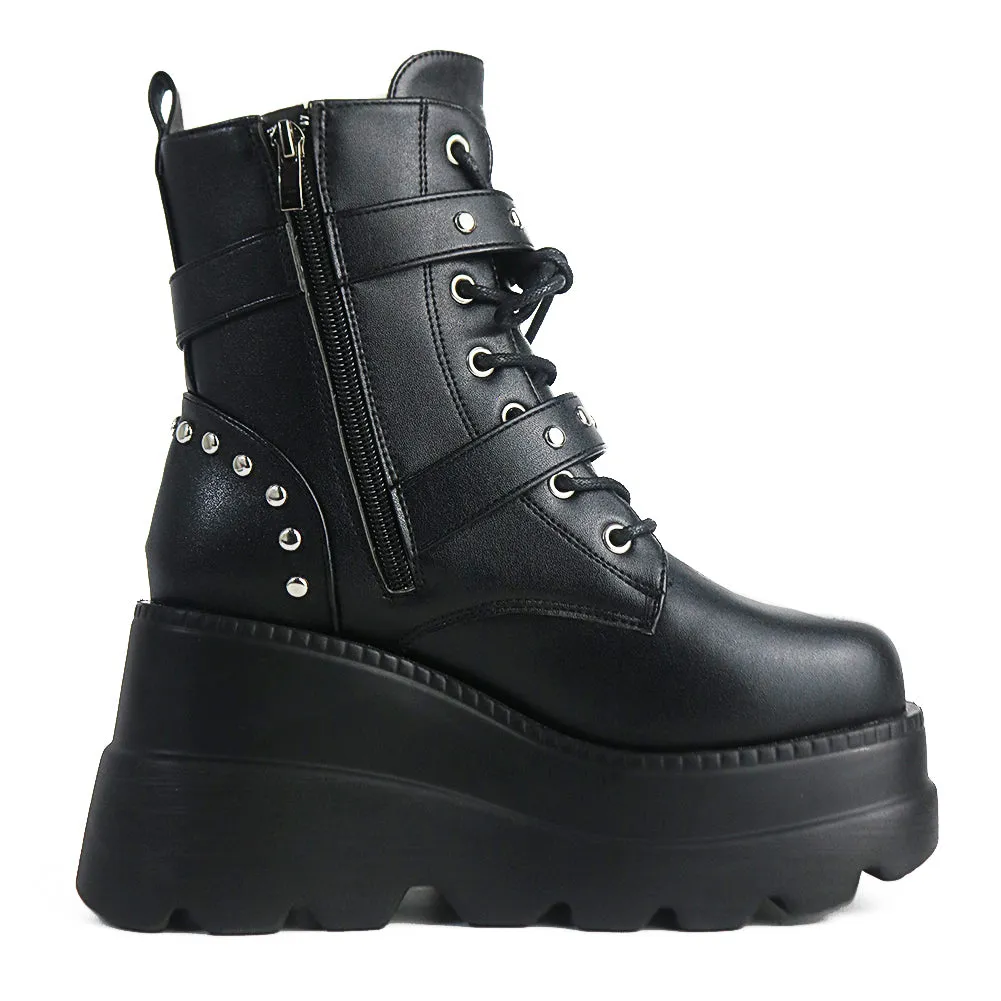 Funki Buys | Boots | Women's Punk Platform Ankle Wedge Boots