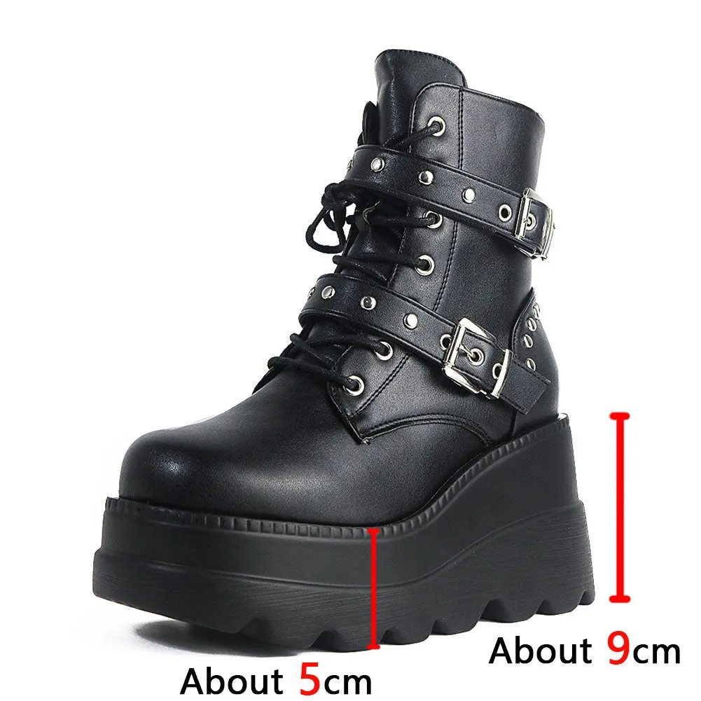 Funki Buys | Boots | Women's Punk Platform Ankle Wedge Boots